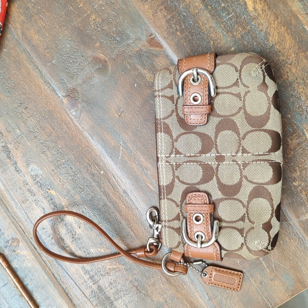 Tan Coach Wristlet